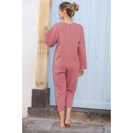 Grenouillère médicalisée nuit femme senior - coloris rose - dos