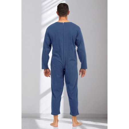 Grenouillère homme médicalisée nuit coton éco coloris marine dos