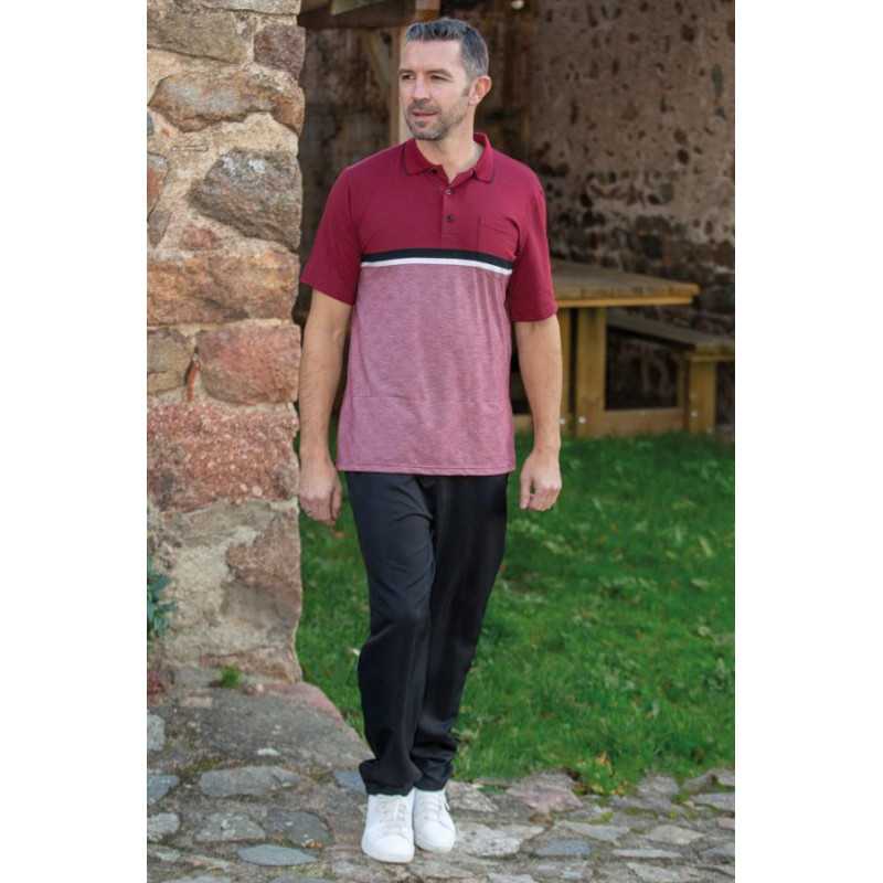 Grenouillère homme senior manches courtes et pantalon - bordeaux