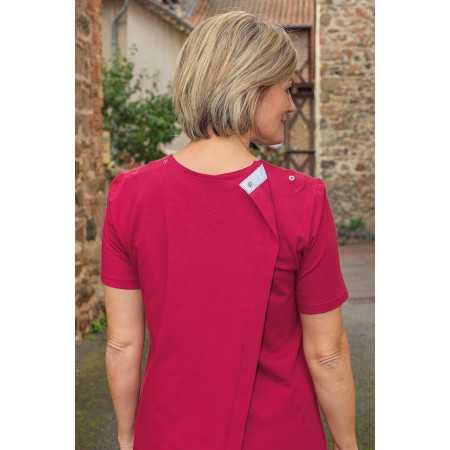 Robe été médicalisée ouverture dos pressions femme - bordeaux dos