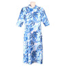 Robe médicalisée femme été ouverture dos pressions - bleu vue face