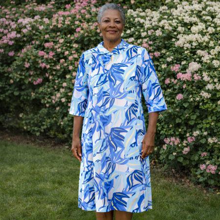 Robe médicalisée femme été ouverture dos pressions - bleu