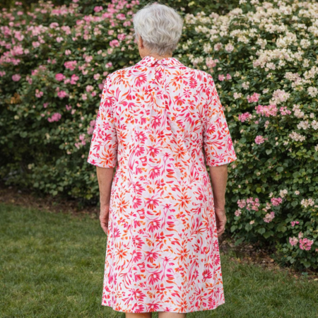 Robe médicalisée femme coloris rose - portée dos