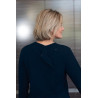 Tee-shirt femme manches longues dos croisé marine de dos zoom
