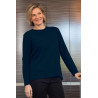 Tee-shirt femme manches longues dos croisé marine de face