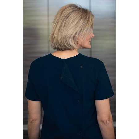 Tee-shirt médicalisé ouverture dos pressions coloris marine  dos