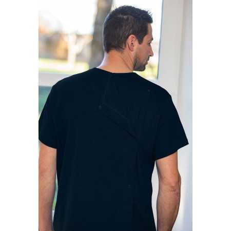 Tee-shirt médicalisé marine homme senior  vue dos
