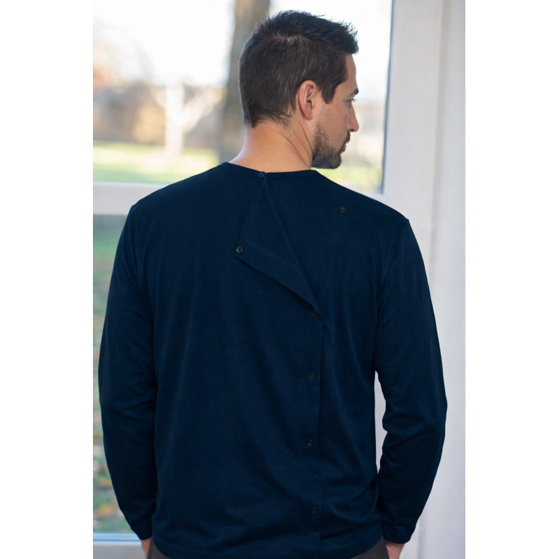 Tee-shirt pour homme âgé dépendant senior ouverture dos croisé