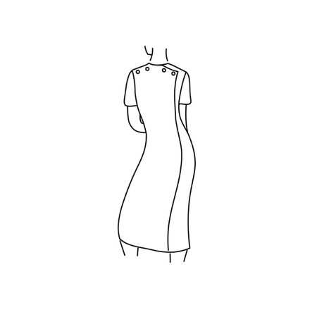 Robe médicalisée femme senior - blanche à fleurs schéma