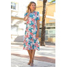 Robe médicalisée femme senior - blanche à fleurs