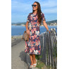Robe médicalisée femme senior motif fleur coloris marine