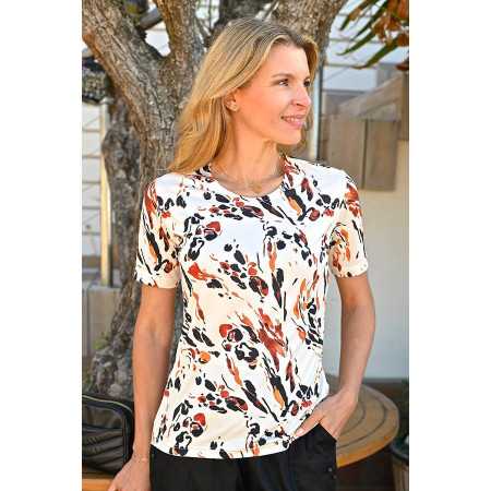 haut médicalisé femme senior beige avec pressions dos