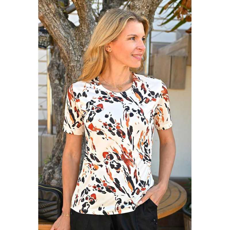 haut médicalisé femme senior beige avec pressions dos