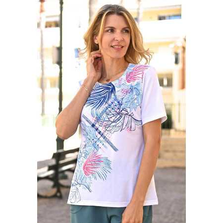 top manches courtes médicalisé femme pressions dos coloris blanc