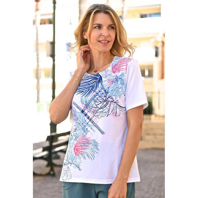 top manches courtes médicalisé femme pressions dos coloris blanc