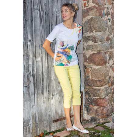 T-shirt manches courtes médicalisé femme - blanc avec fleurs tenue