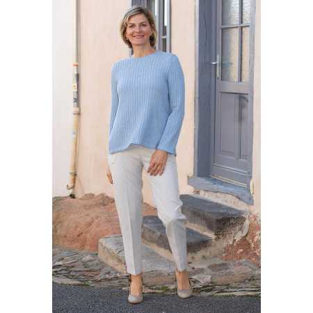 ̈Pull medicalisé bleu effet mail ouverture pressions dos tenue