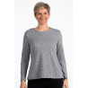 Pull femme senior ouverture dos croisé pressions gris