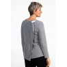 Pull femme senior ouverture dos croisé pressions gris dos