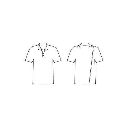 Polo homme senior médicalisé dos complet rayures schéma