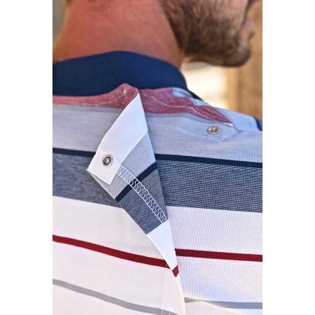 Polo homme senior médicalisé dos complet rayures dos zoom