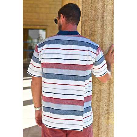 Polo homme senior médicalisé dos complet rayures dos
