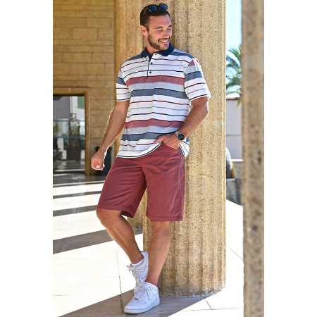 Polo homme senior médicalisé dos complet rayures tenue