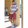 Polo homme senior médicalisé dos complet rayures tenue