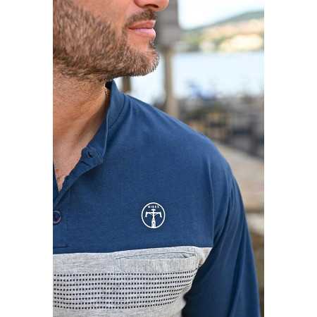 Pyjama homme senior 100% coton bleu zoom