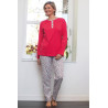 Pyjama femme manches longues rose framboise femme senior
