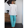 Pyjama femme senior facile à enfiler coton coloris bleu  dos