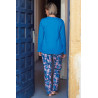pyjama fleuri bleu femme senior vue de dos