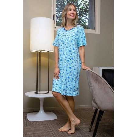 chemise de nuit bleu femme poitrine forte