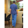 Pyjama homme manches courtes homme senior coloris bleu facile à enfiler dos