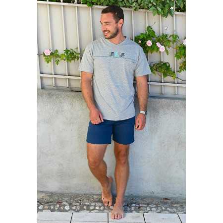 pyjama senior court gris motif velo face