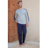 Pyjama homme senior confortable 100% coton manches longues