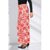 Pantalon fluide ceinture élastiquée femme senior coloris rouge fleuri profil