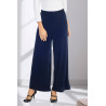 Pantalon taille élastiquée large fluide femme senior coloris marine