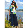 Pantalon taille élastiquée large fluide femme senior coloris marine tenue