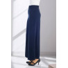 Pantalon taille élastiquée large fluide femme senior coloris marine profil