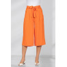 Pantacourt fluide orange ceinture élastiquée femme senior