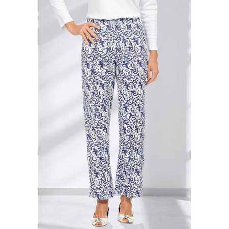 Pantalon femme senior à motifs - fluide - coloris bleu