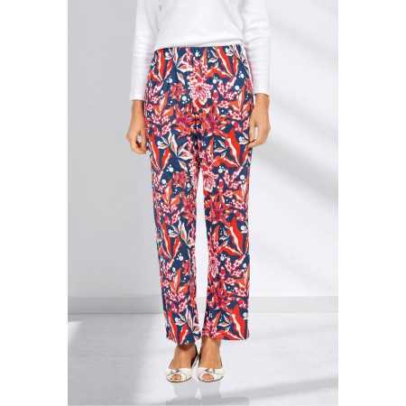 Pantalon femme senior à motifs - fluide - coloris rouge