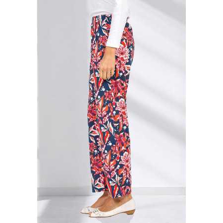 Pantalon femme senior à motifs - fluide - coloris rouge profil