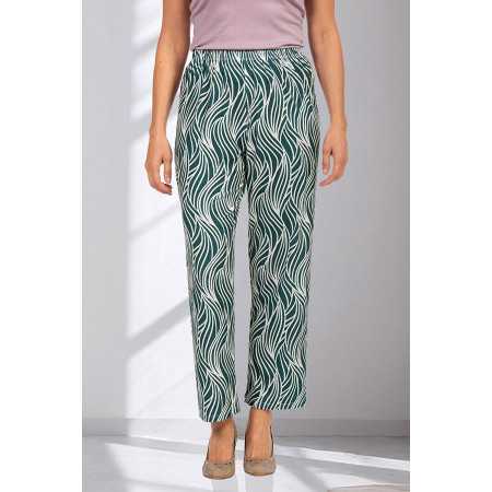 Pantalon femme senior à motifs - fluide - coloris vert