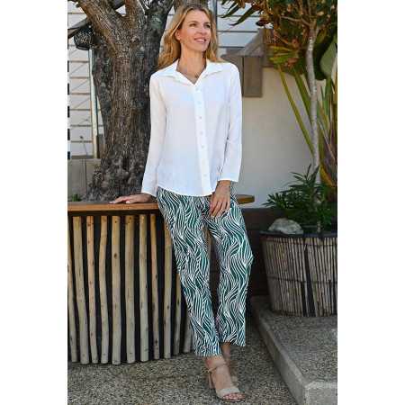 Pantalon femme senior à motifs - fluide - coloris vert tenue