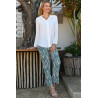 Pantalon femme senior à motifs - fluide - coloris vert tenue