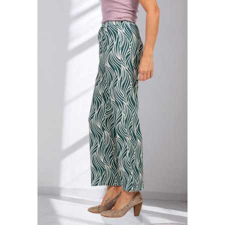 Pantalon femme senior à motifs - fluide - coloris vert profil