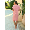 chemise de nuit femme senior manches courtes coloris rose rayures dos