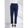 Pantalon taille élastiqué coton femme senior coloris marine dos
